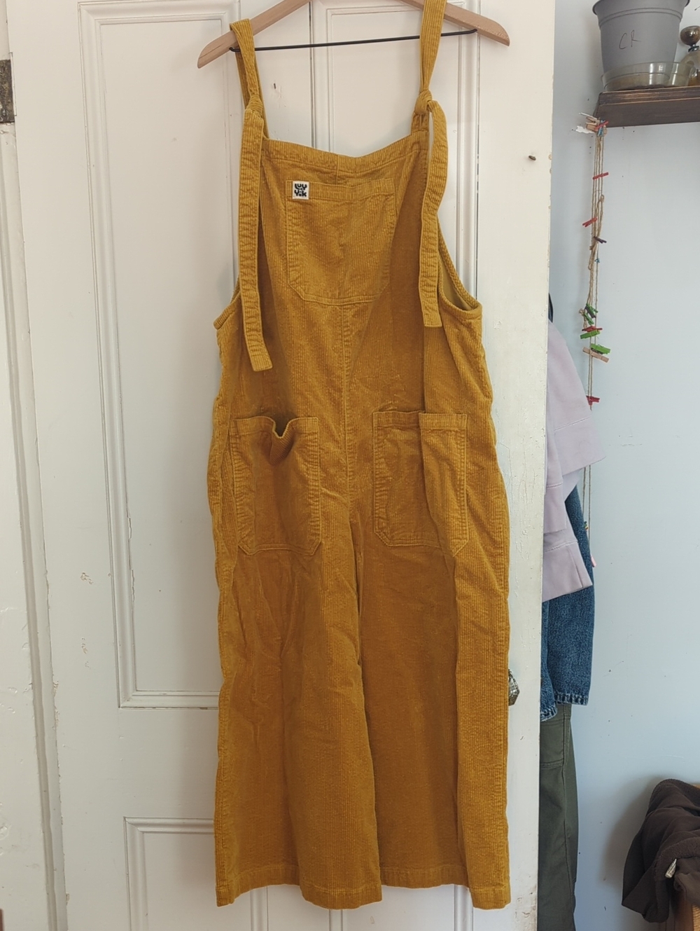 Lucy And Yak Mustard Corduroy Wide-Leg Overalls